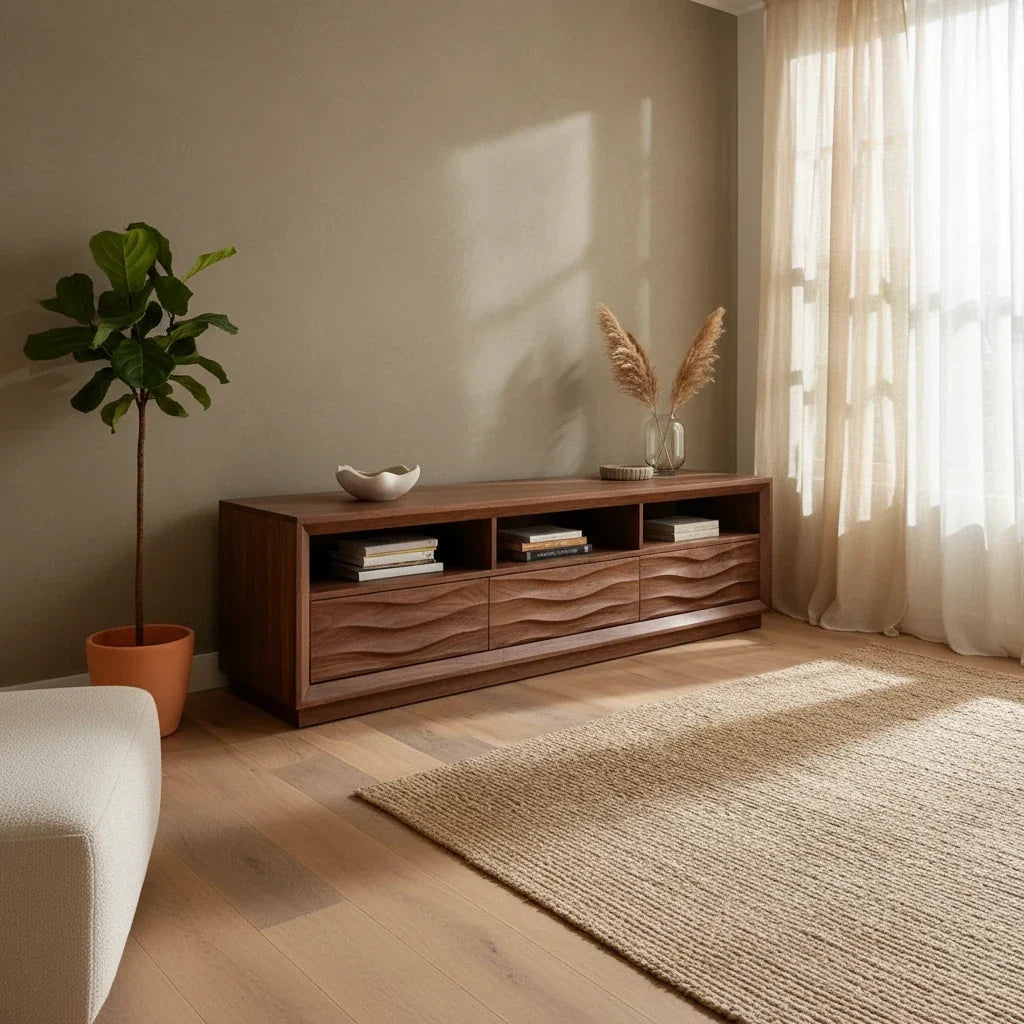 Contemporary TV Stands: The Front Does the Work, Not the Shape