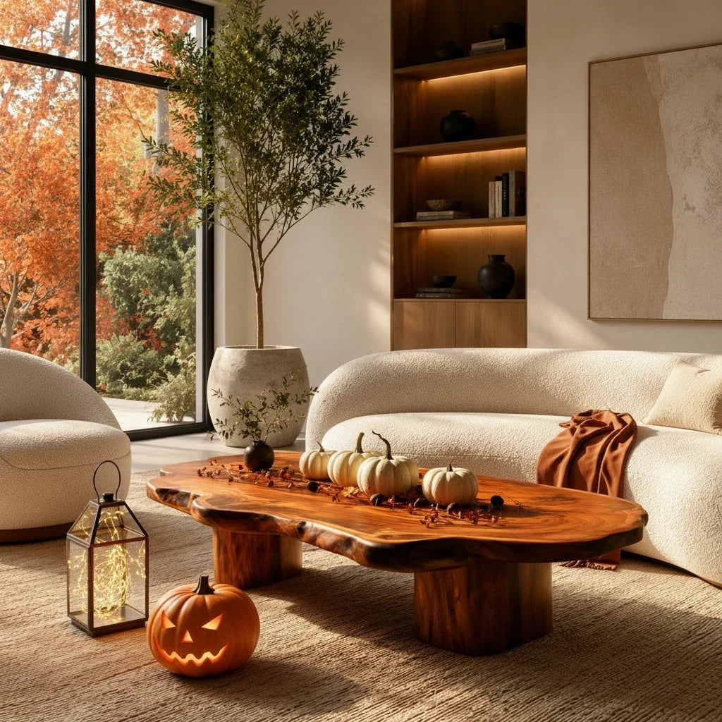 Live Edge Coffee Table Halloween Centerpiece: Why to Keep It Low