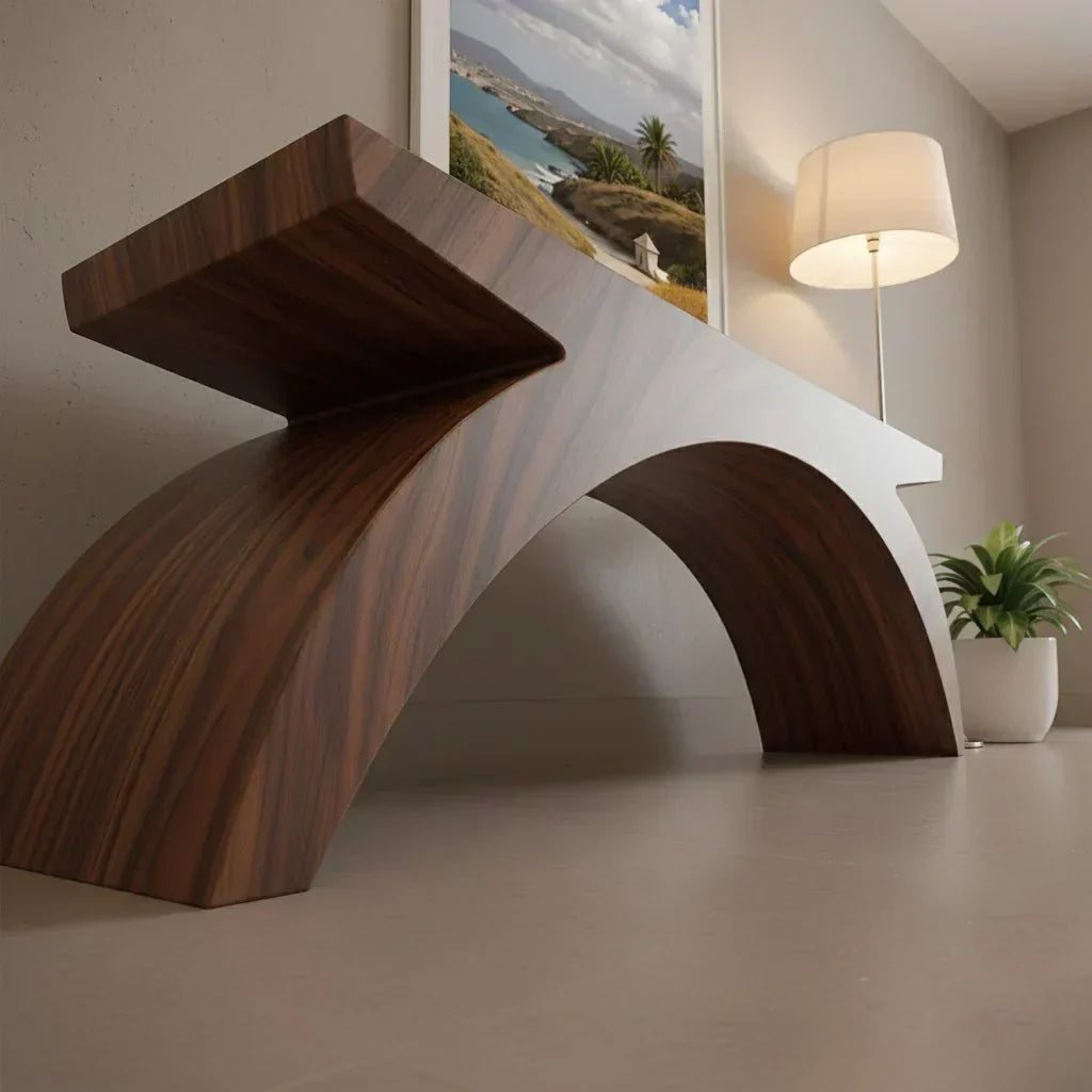 Arched Sculptural Bench in Natural Solid Wood – Wide Arc Edition - Rustiracraft