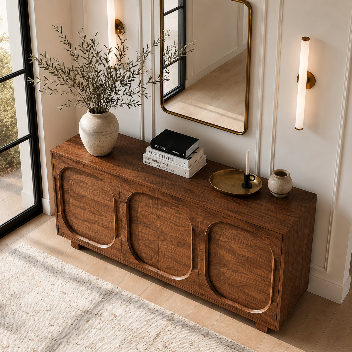 Arched Storage Sideboards in Natural Solid Wood for Dining - Rustiracraft