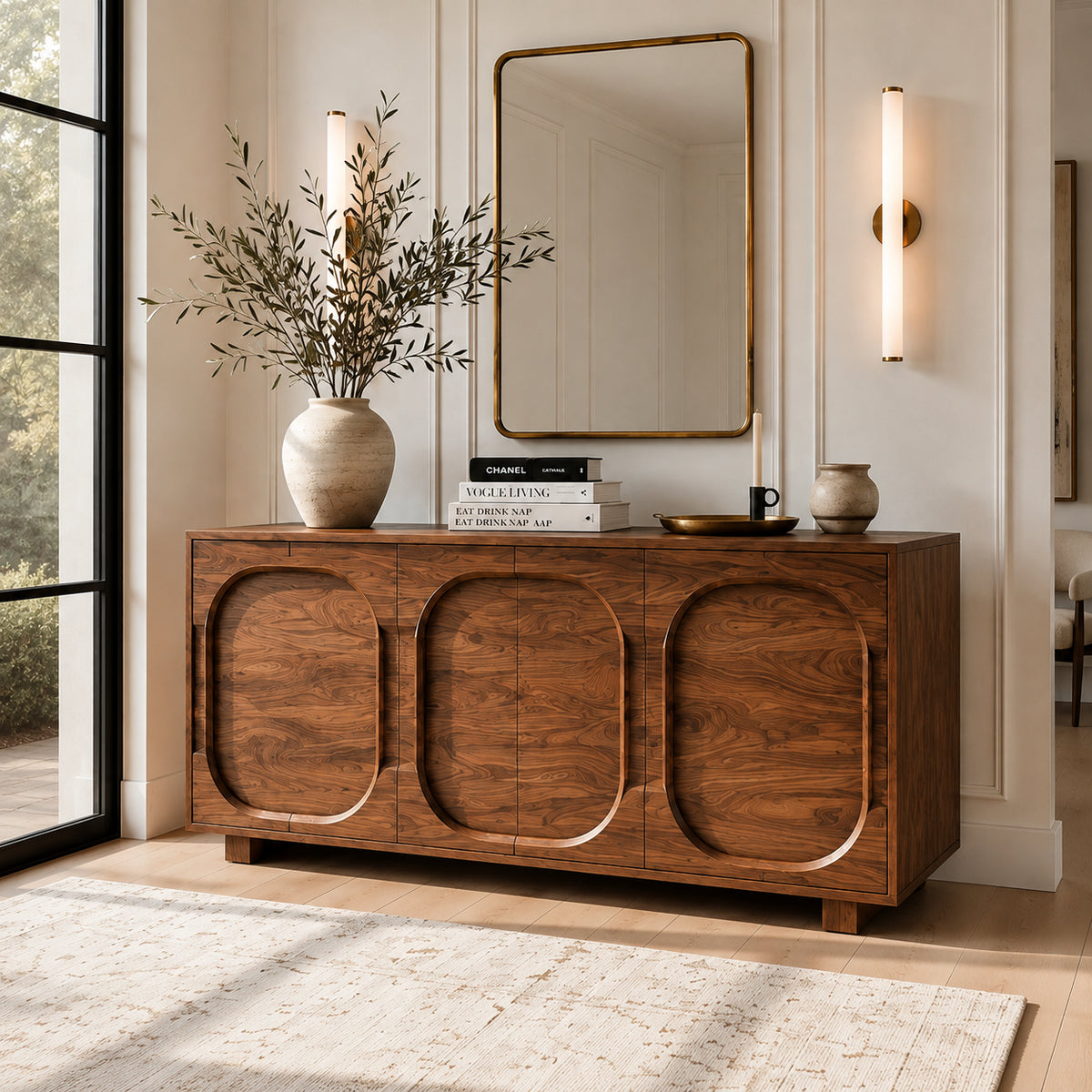 Arched Storage Sideboards in Natural Solid Wood for Dining - Rustiracraft