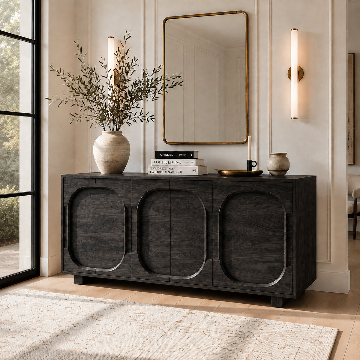 Arched Storage Sideboards in Natural Solid Wood for Dining - Rustiracraft
