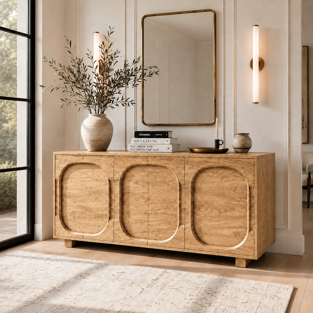 Arched Storage Sideboards in Natural Solid Wood for Dining - Rustiracraft