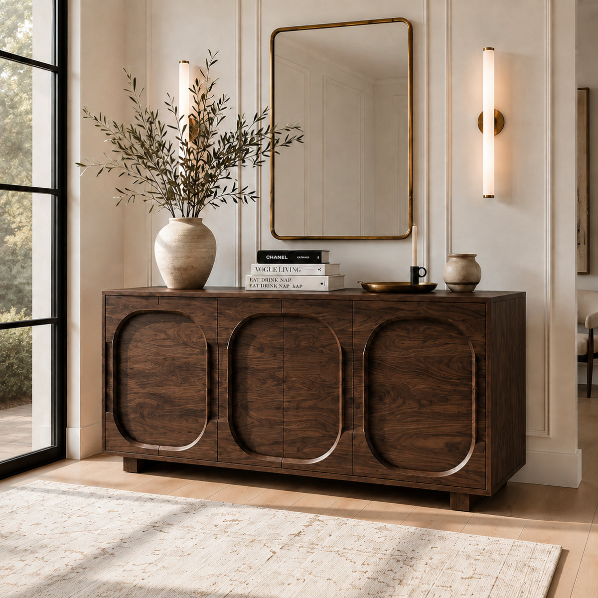 Arched Storage Sideboards in Natural Solid Wood for Dining - Rustiracraft