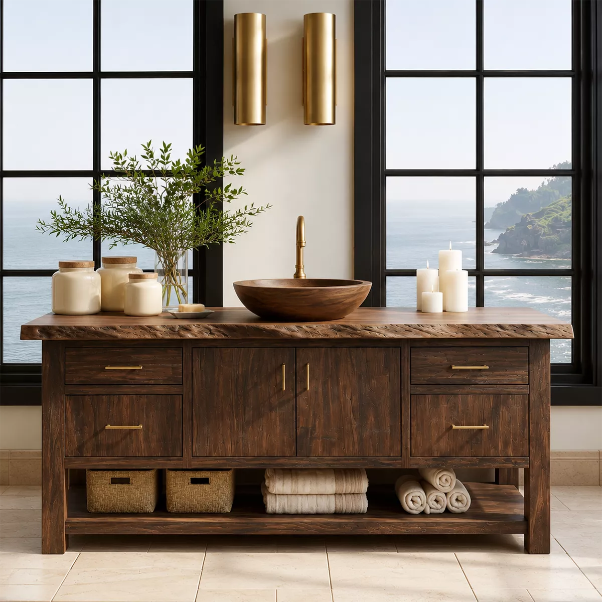 Bathroom Vanity with Storage Drawers and Cabinet Doors for Primary Baths - Rustiracraft