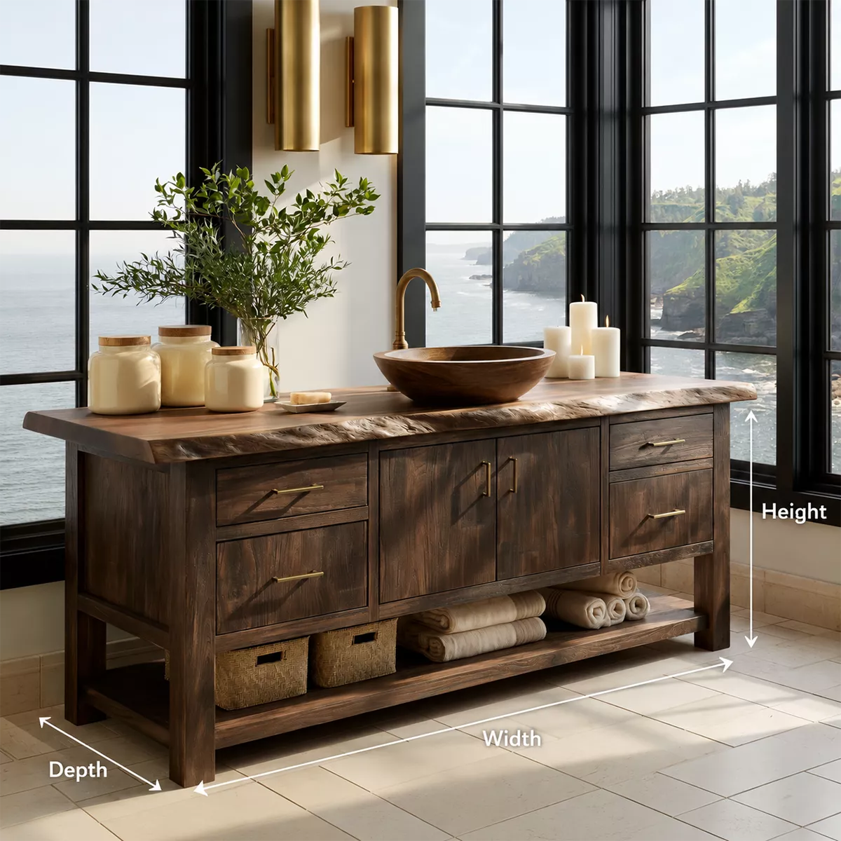 Bathroom Vanity with Storage Drawers and Cabinet Doors for Primary Baths - Rustiracraft