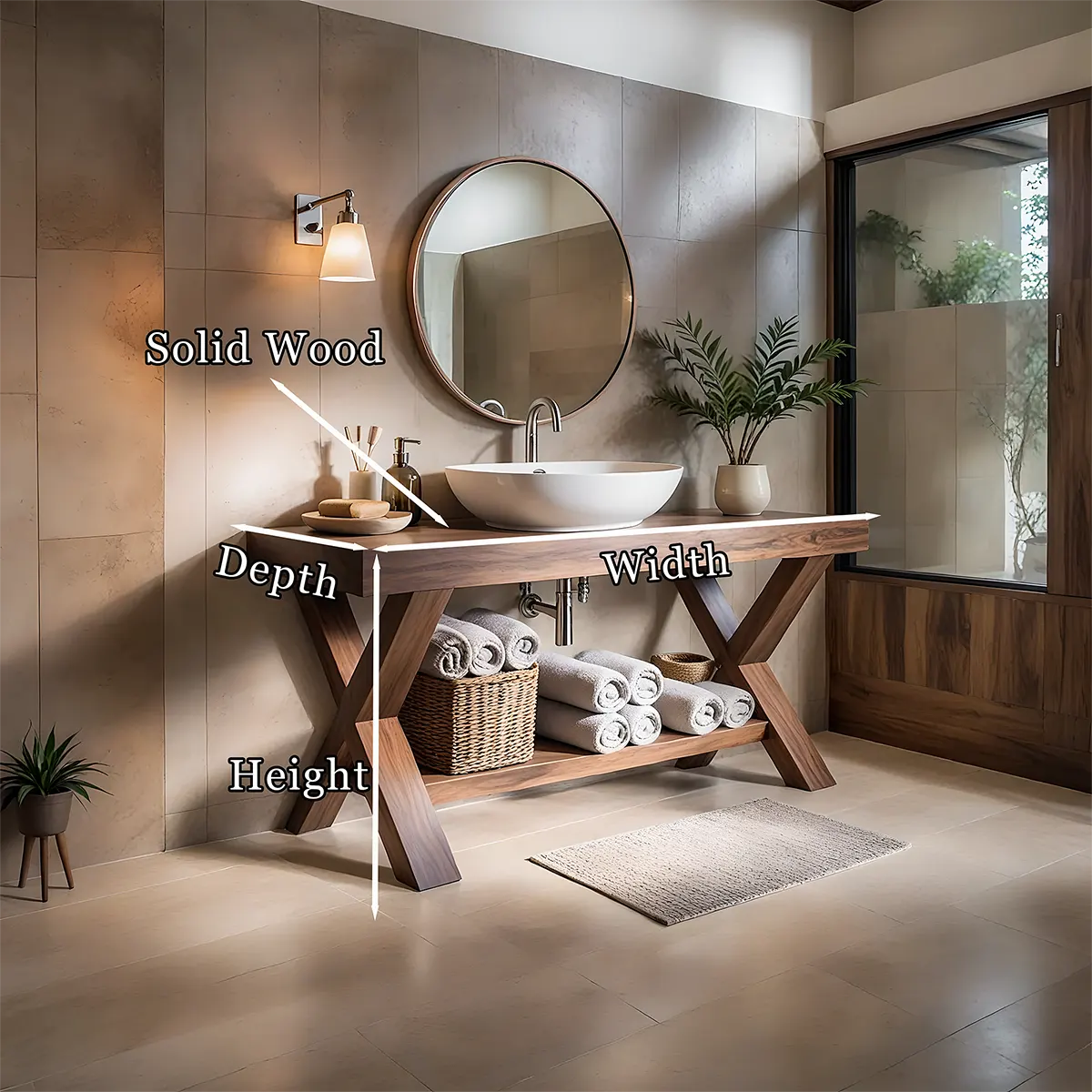 CrossBeam Vanity – Solid Wood Rustic Bathroom Design - Rustiracraft