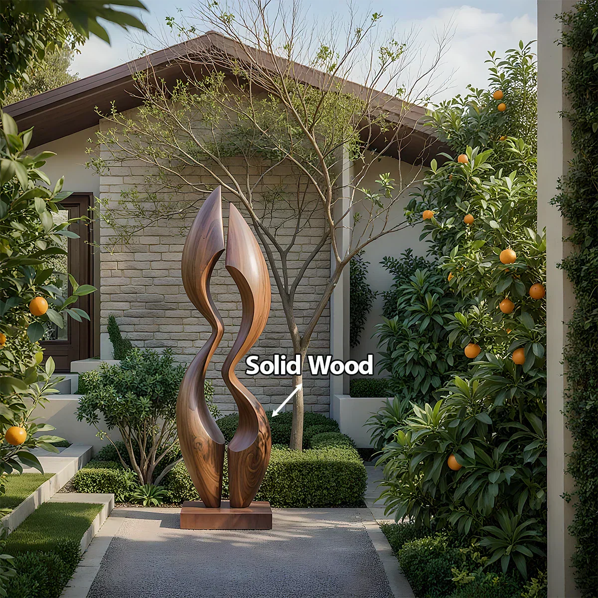 Dual Crest Abstract Sculpture for Modern Spaces - Rustiracraft