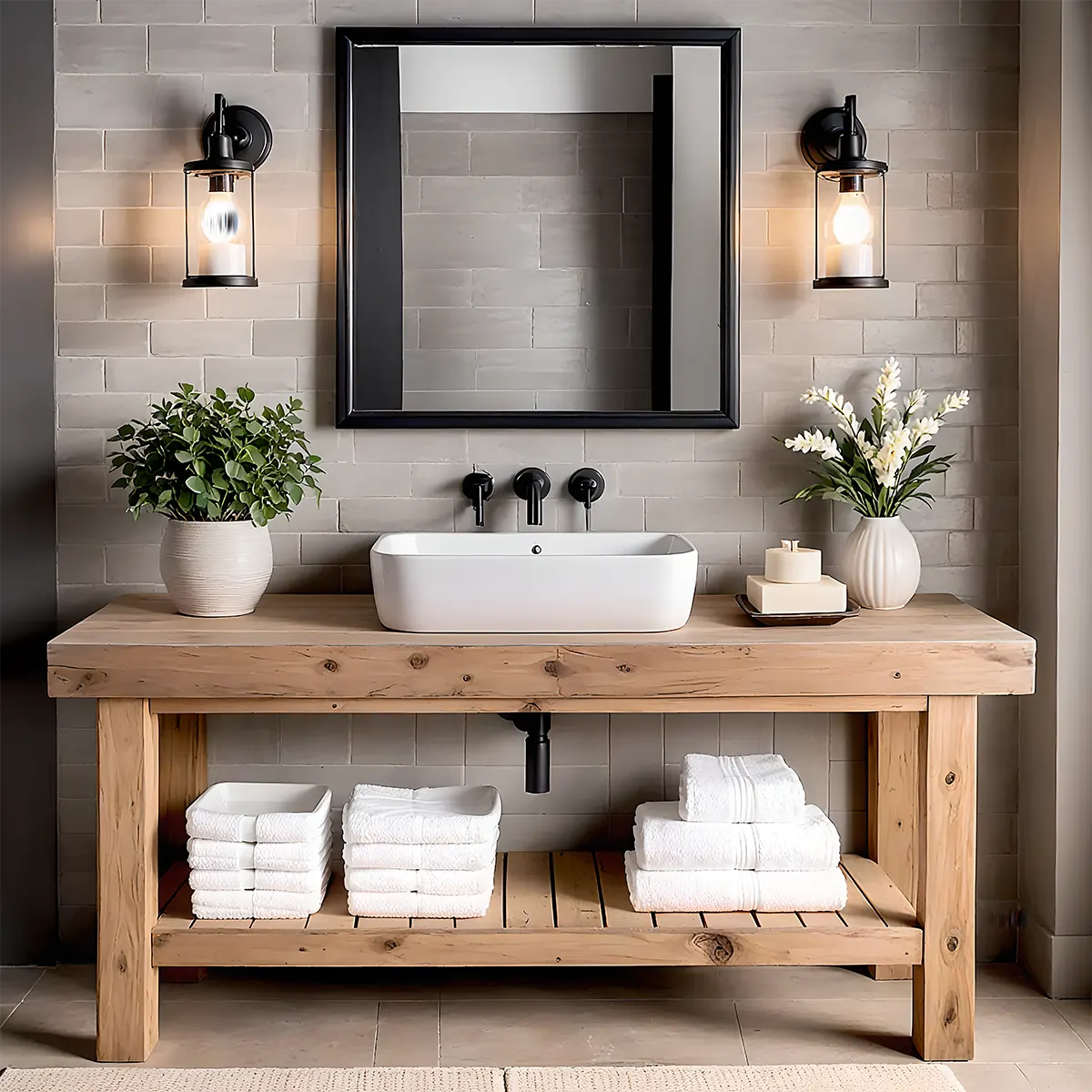 Elmstone Vanity – Solid Oak Farmhouse Bathroom Design - Rustiracraft