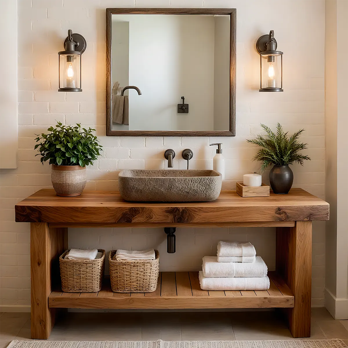 Elmstone Vanity – Solid Oak Farmhouse Bathroom Design - Rustiracraft