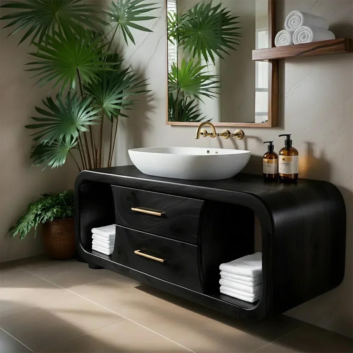 Elysian Bathroom Vanity – Natural Solid Wood Organic Modern - Rustiracraft