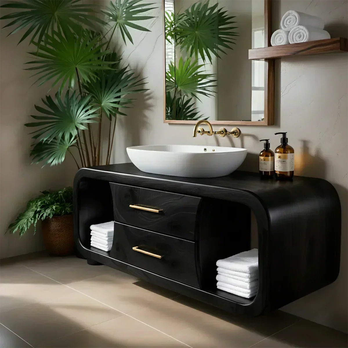 Elysian Bathroom Vanity – Natural Solid Wood Organic Modern - Rustiracraft