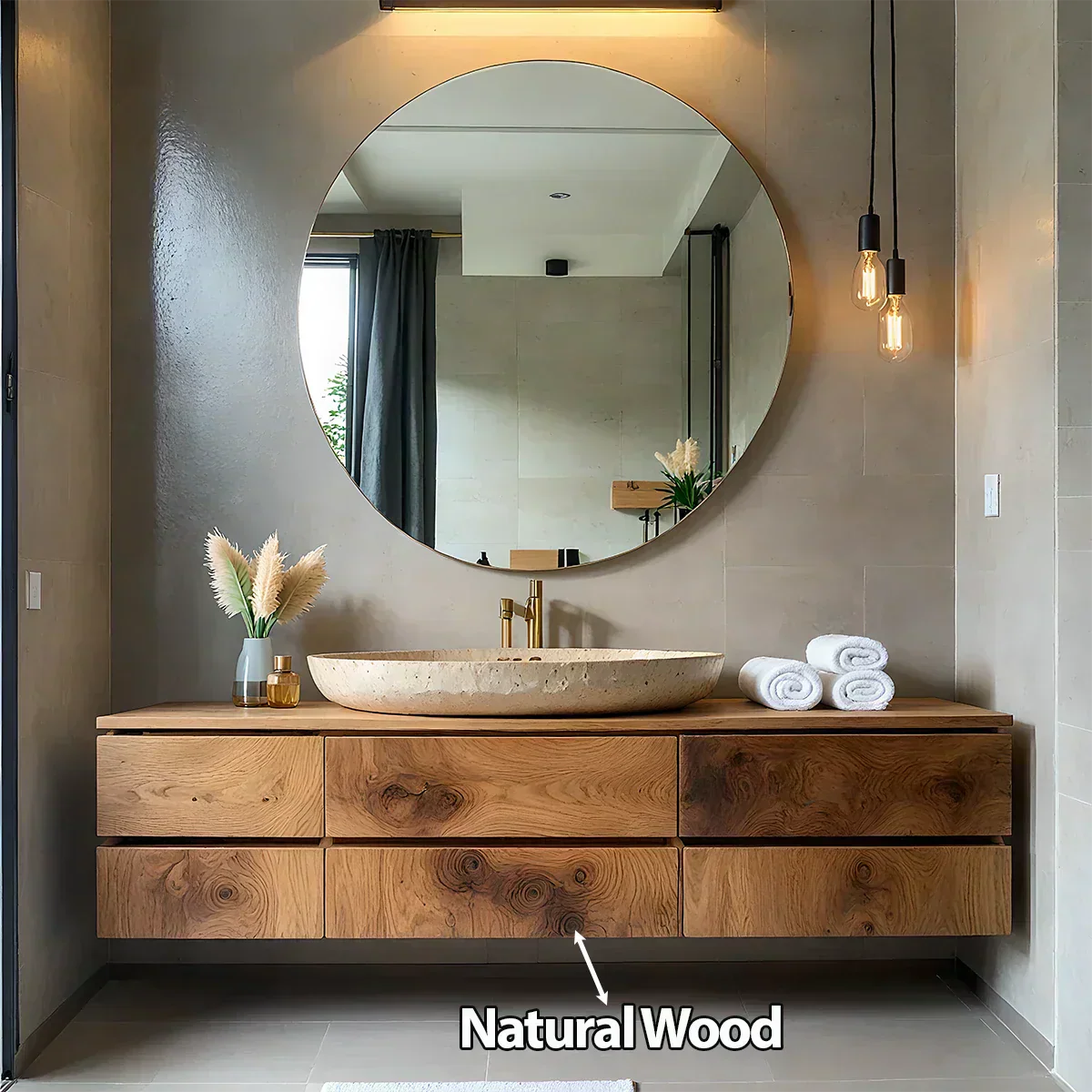 Floating Solid Wood Bathroom Vanity with Modern Storage - Rustiracraft