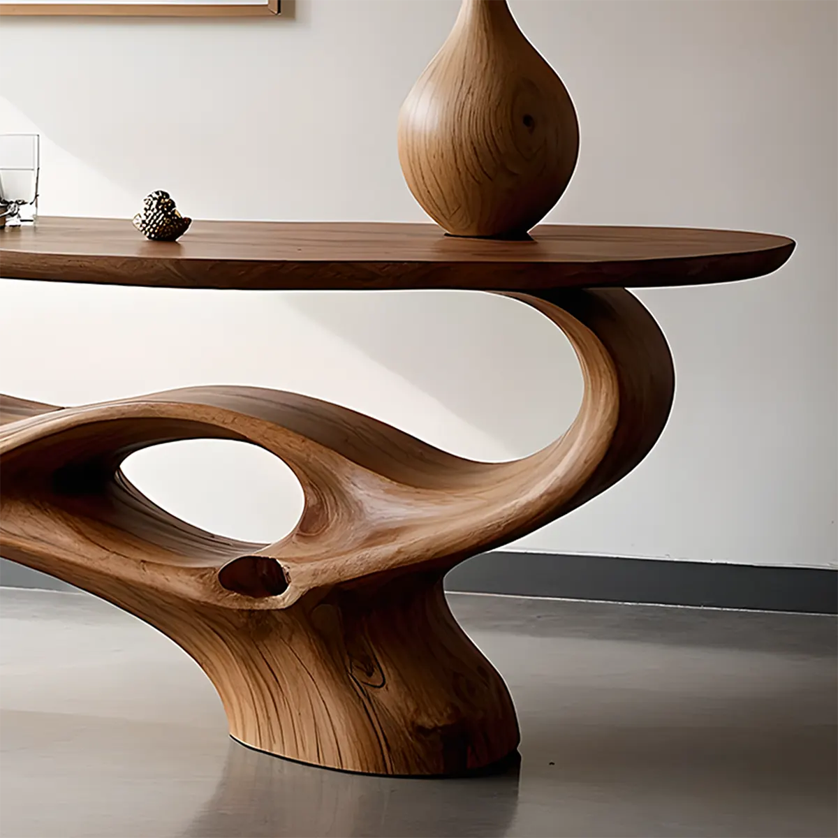 Flow Arc Walnut Console Table – Handcrafted Modern Design - Rustiracraft