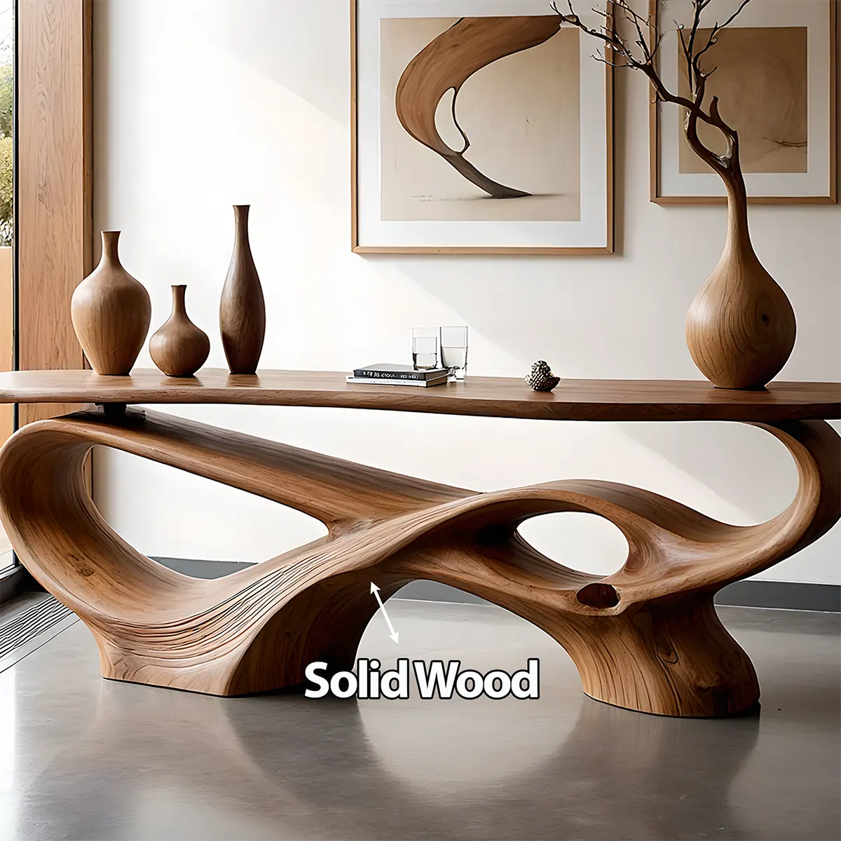 Flow Arc Walnut Console Table – Handcrafted Modern Design - Rustiracraft