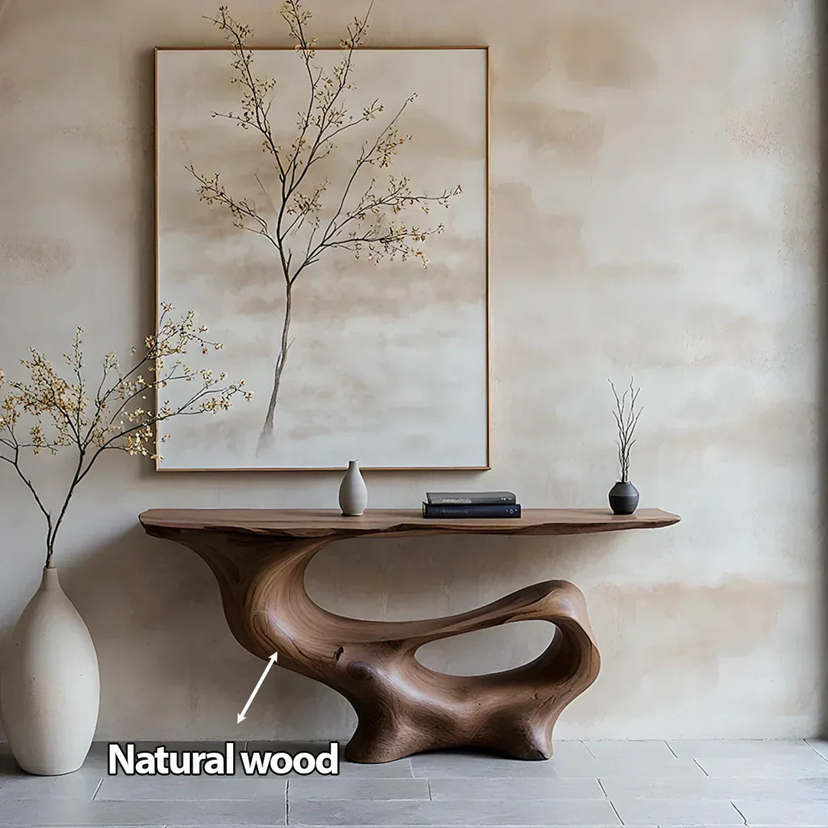 Fluid Sculpted Solid Wood Console Table — Organic Luxury Entryway Art Piece - Rustiracraft