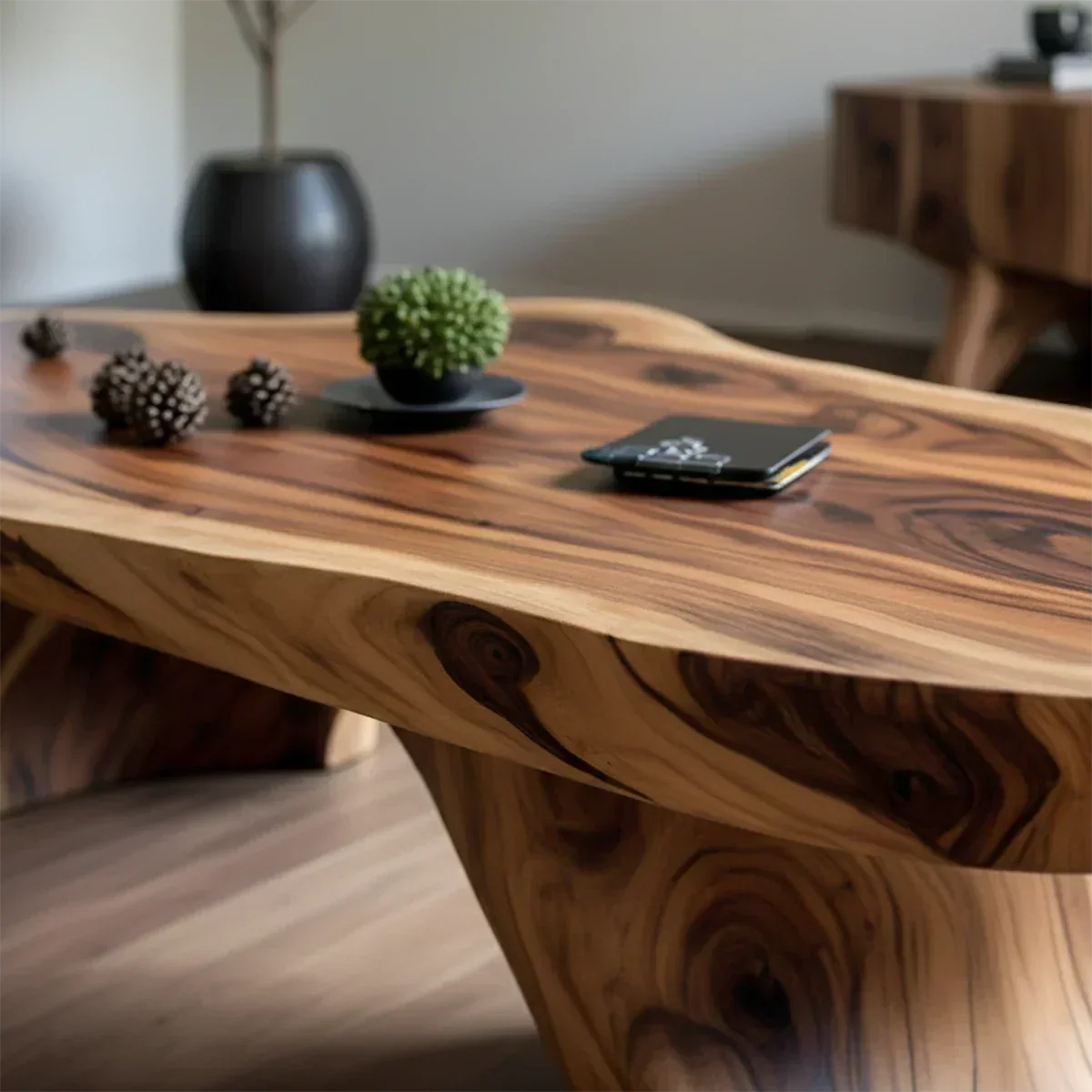 Handcrafted Live Edge Natural Solid Wood Coffee Table - Rustiracraft