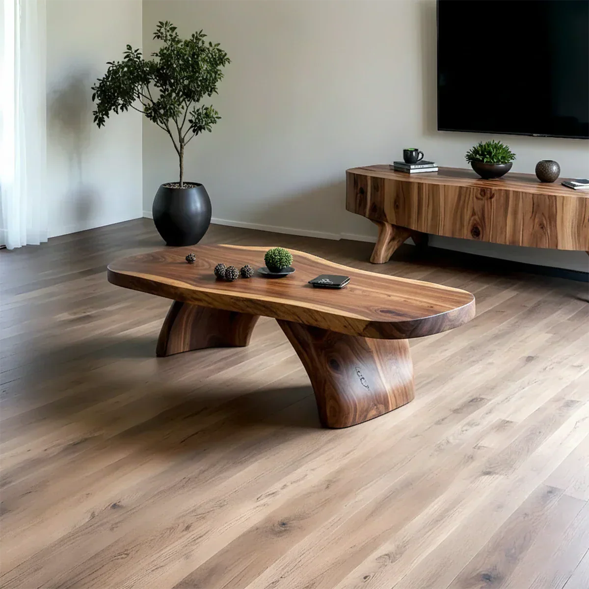Handcrafted Live Edge Natural Solid Wood Coffee Table - Rustiracraft