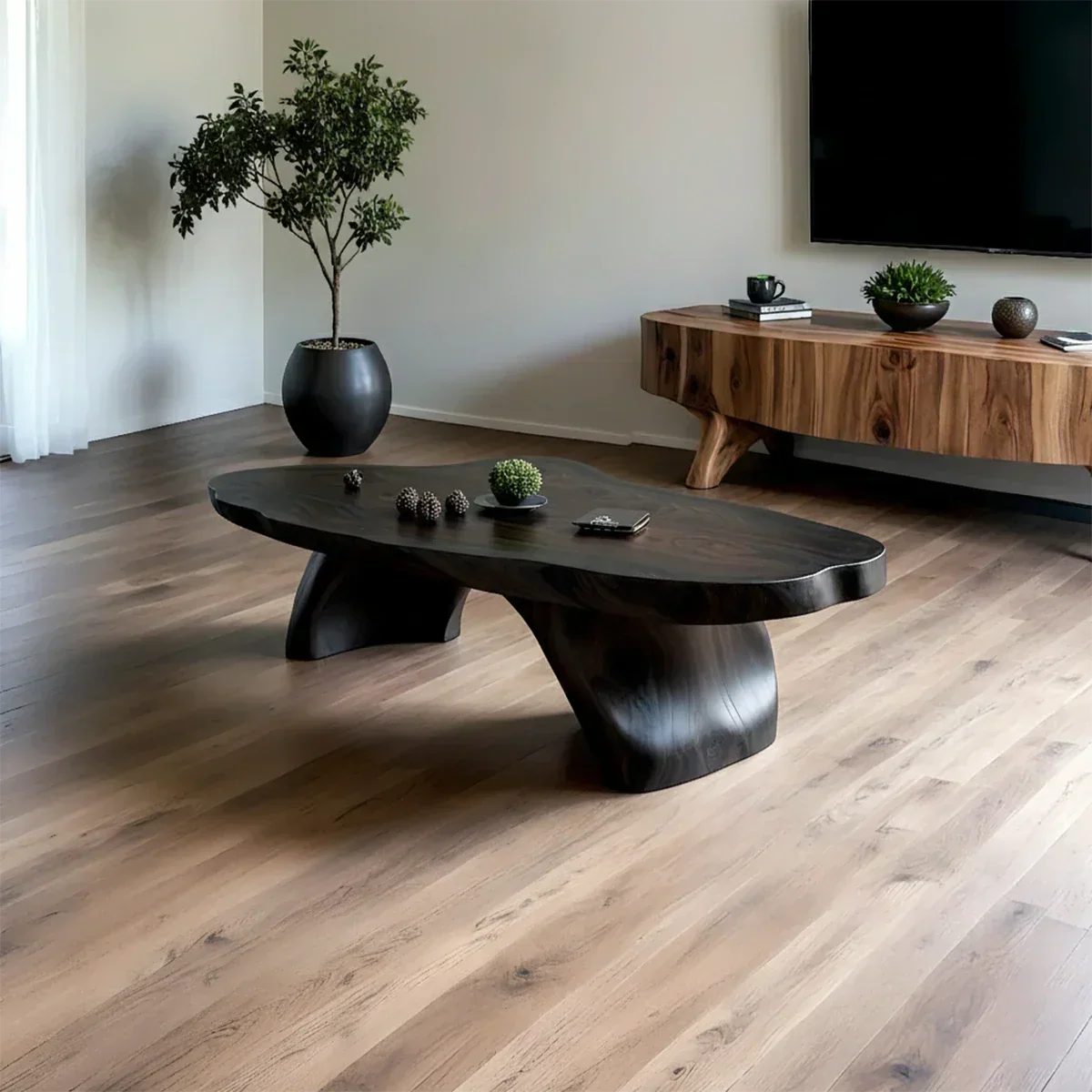 Handcrafted Live Edge Natural Solid Wood Coffee Table - Rustiracraft