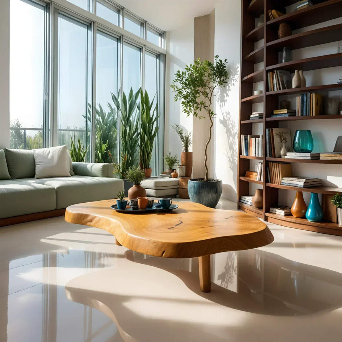 Handcrafted Live Edge Natural Solid Wood Coffee Table - Rustiracraft