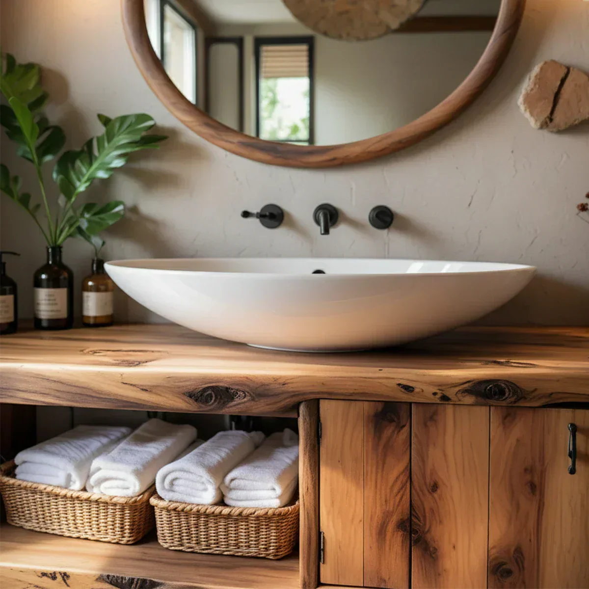 Handcrafted Live-Edge Rustic Solid Wood Bathroom Vanity - Rustiracraft