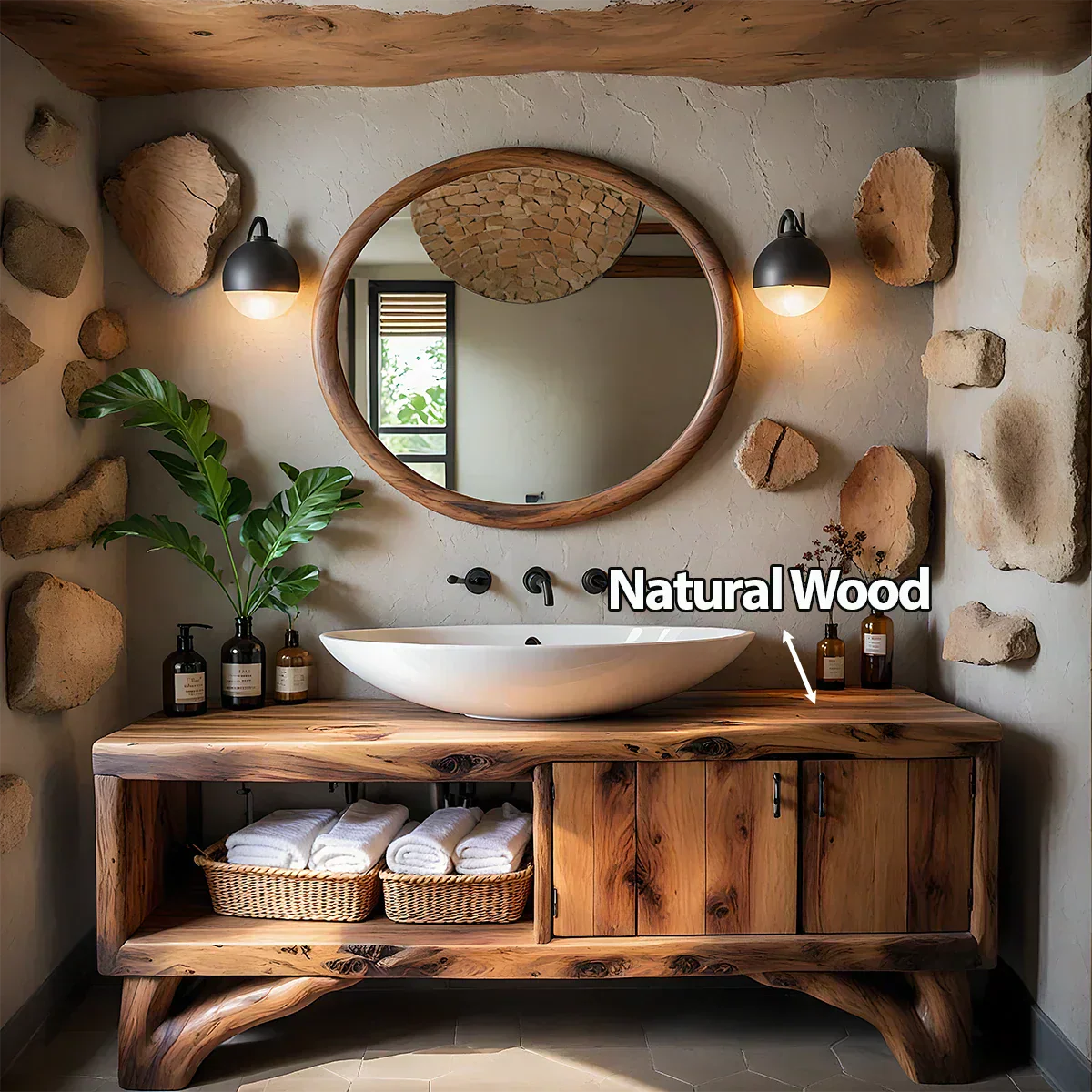 Handcrafted Live-Edge Rustic Solid Wood Bathroom Vanity - Rustiracraft