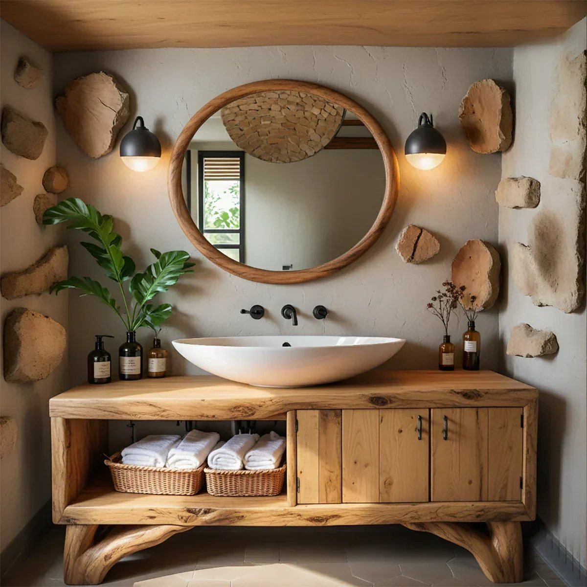 Handcrafted Live-Edge Rustic Solid Wood Bathroom Vanity - Rustiracraft
