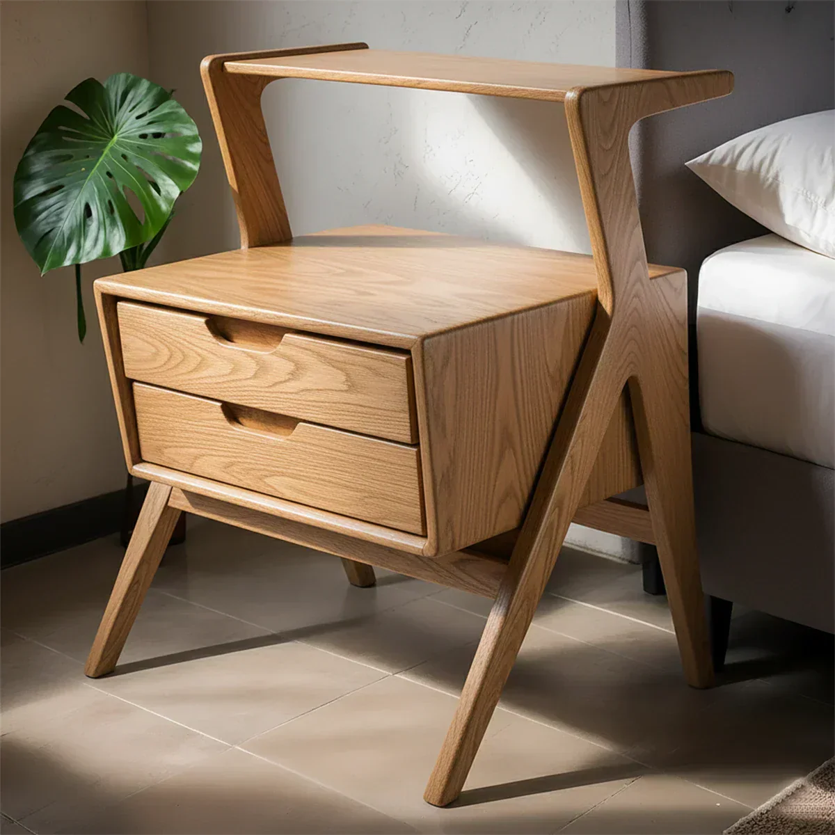 Handcrafted Natural Solid Wood Sculptural Nightstand - Rustiracraft