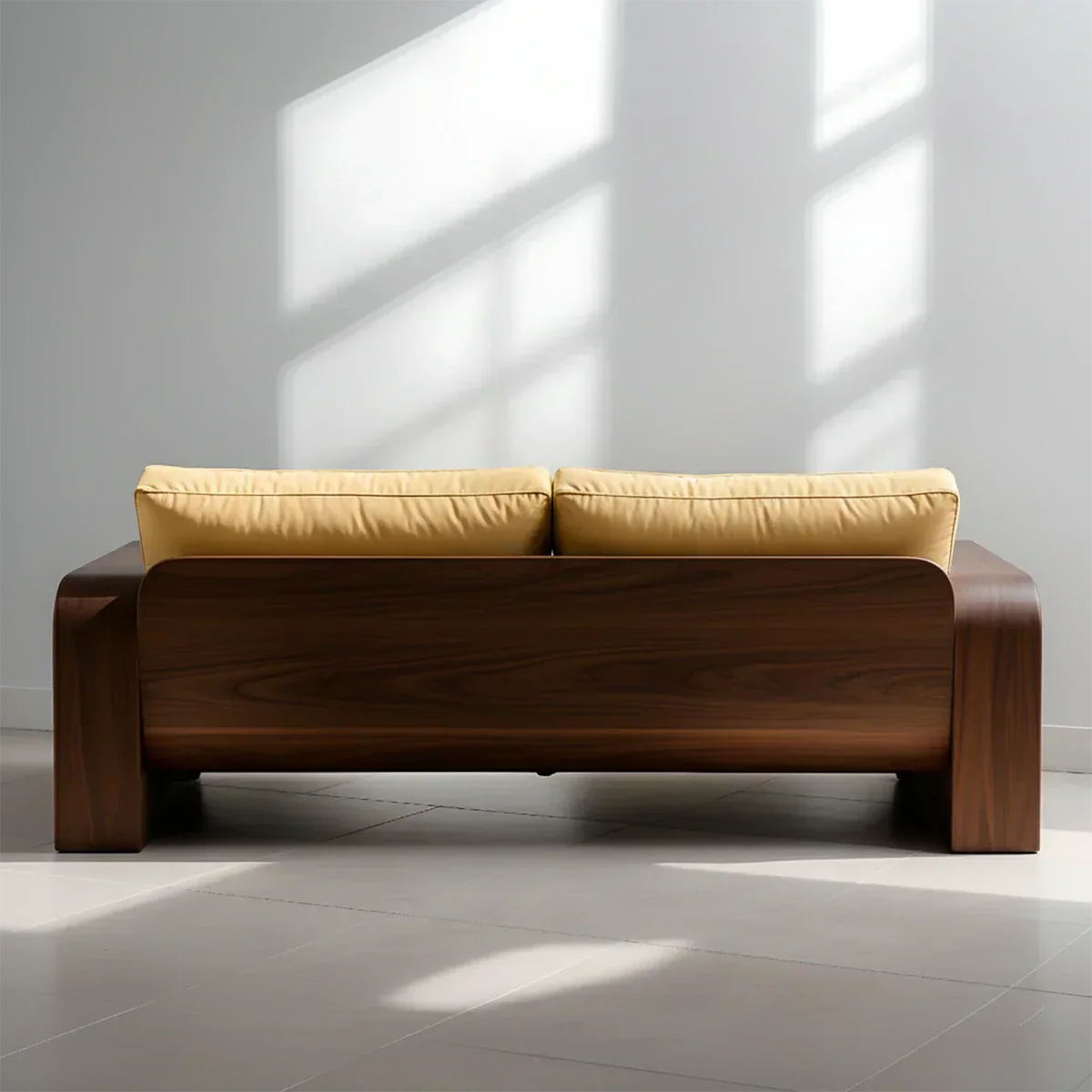 Handcrafted Natural Solid Wood Sofa – Rustic Curved Frame – Cotton Cushion Seating - Rustiracraft