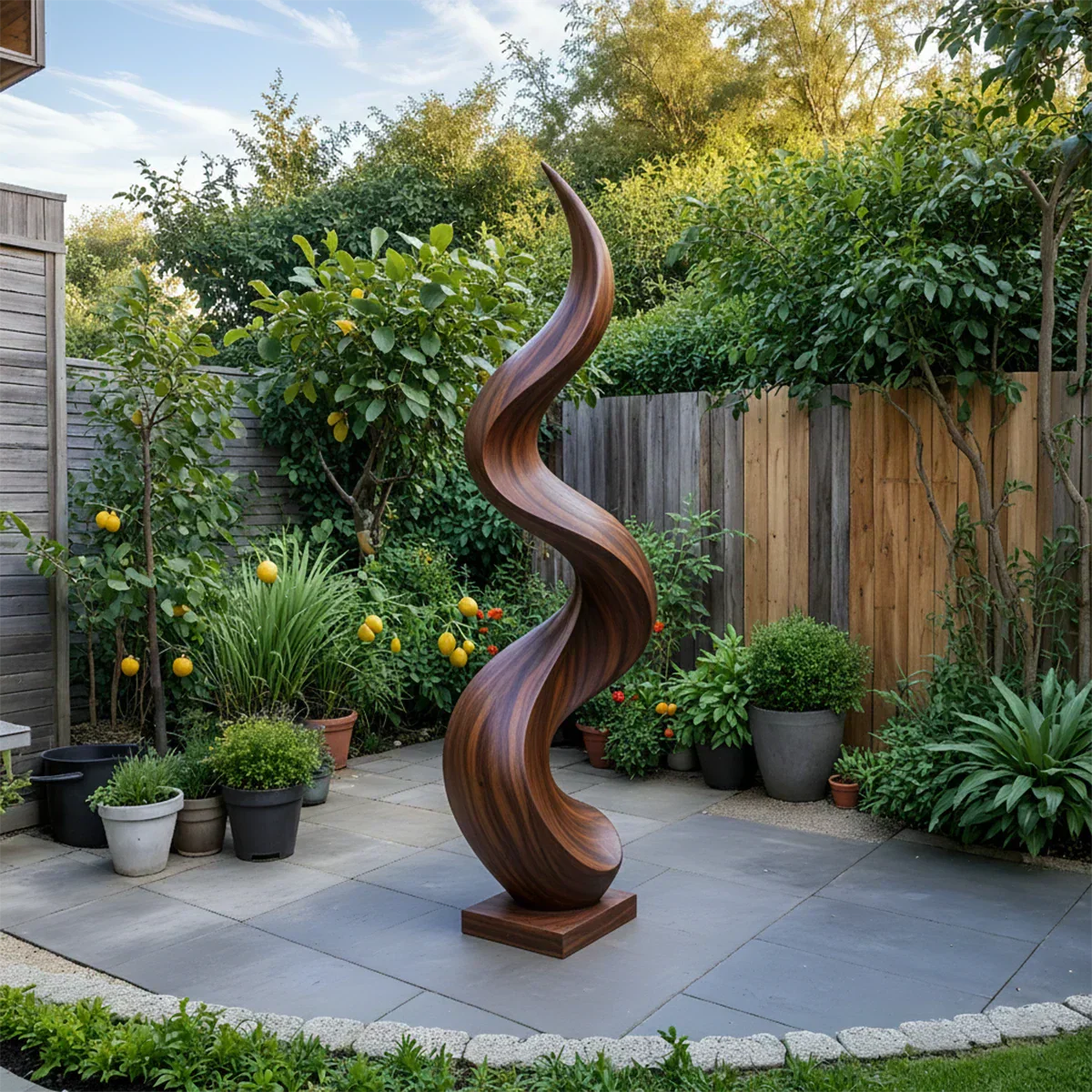 Handcrafted Natural Wood Abstract Sculpture – Modern Curved Art - Rustiracraft