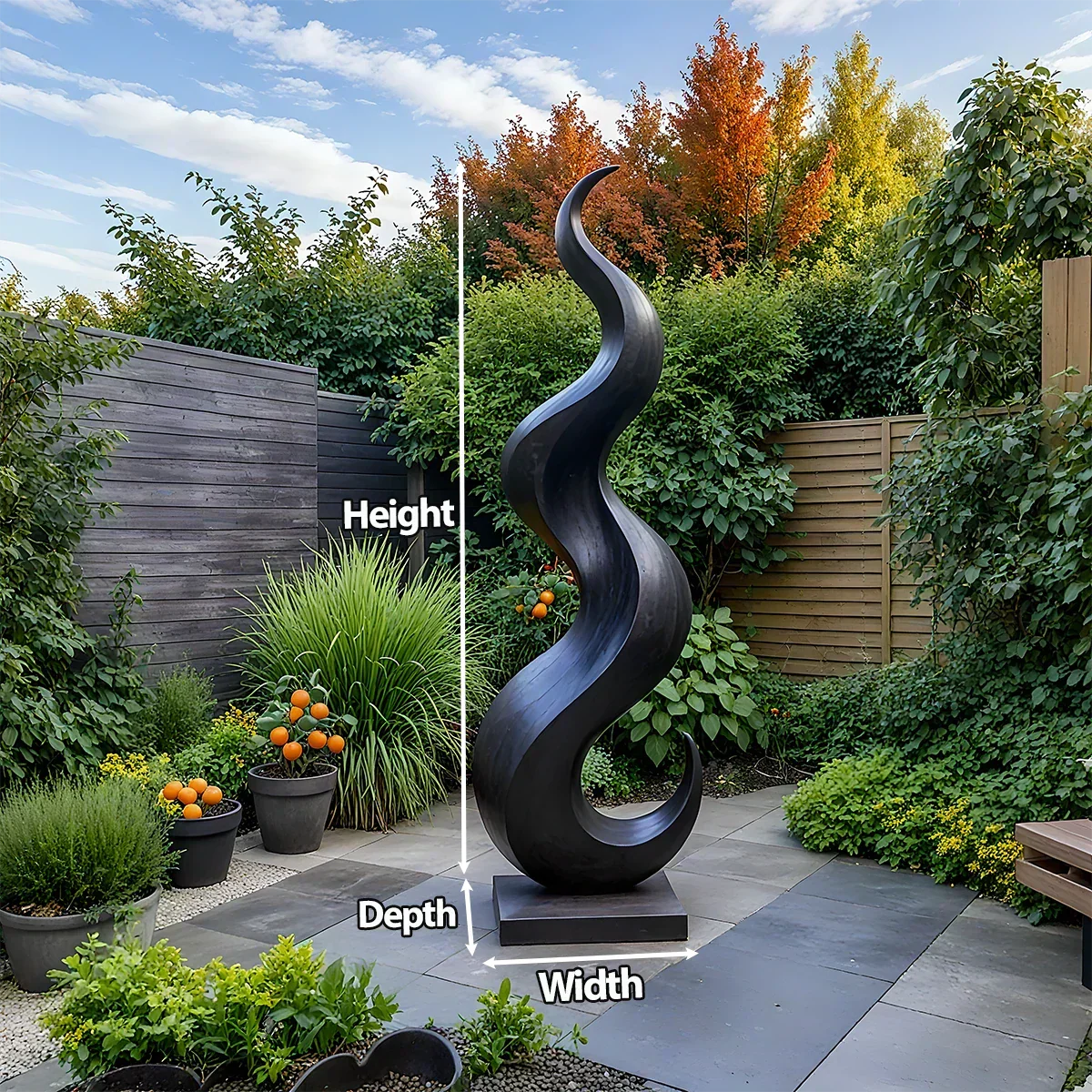 Handcrafted Solid Wood Abstract Sculpture – Tall Wave Form - Rustiracraft