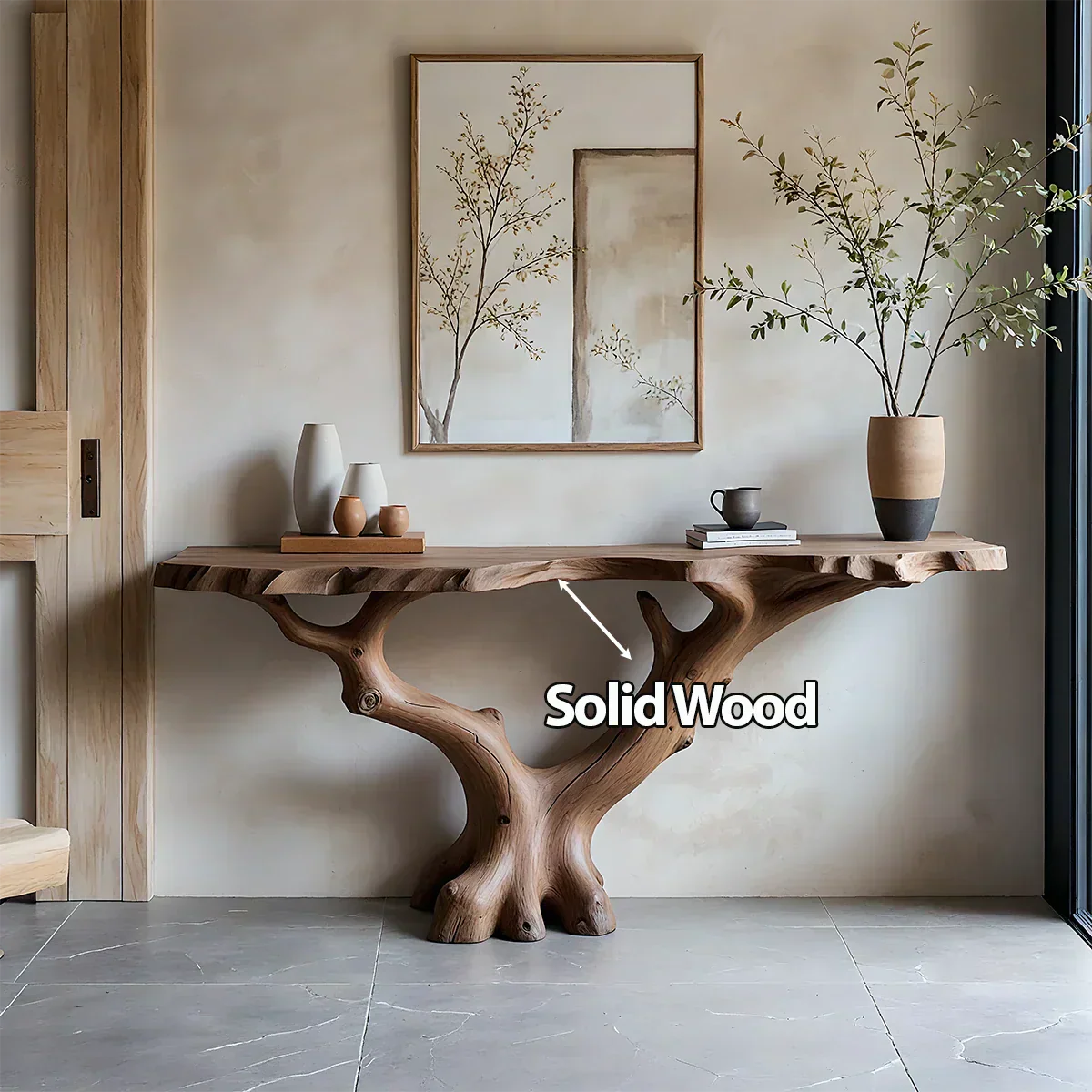 Handcrafted Solid Wood Branch-Form Rustic Console Table - Rustiracraft