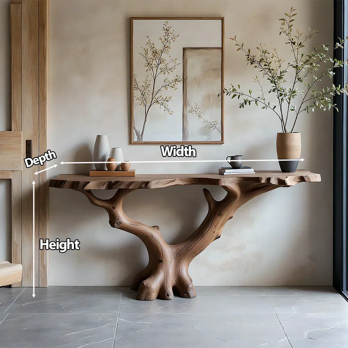 Handcrafted Solid Wood Branch-Form Rustic Console Table - Rustiracraft