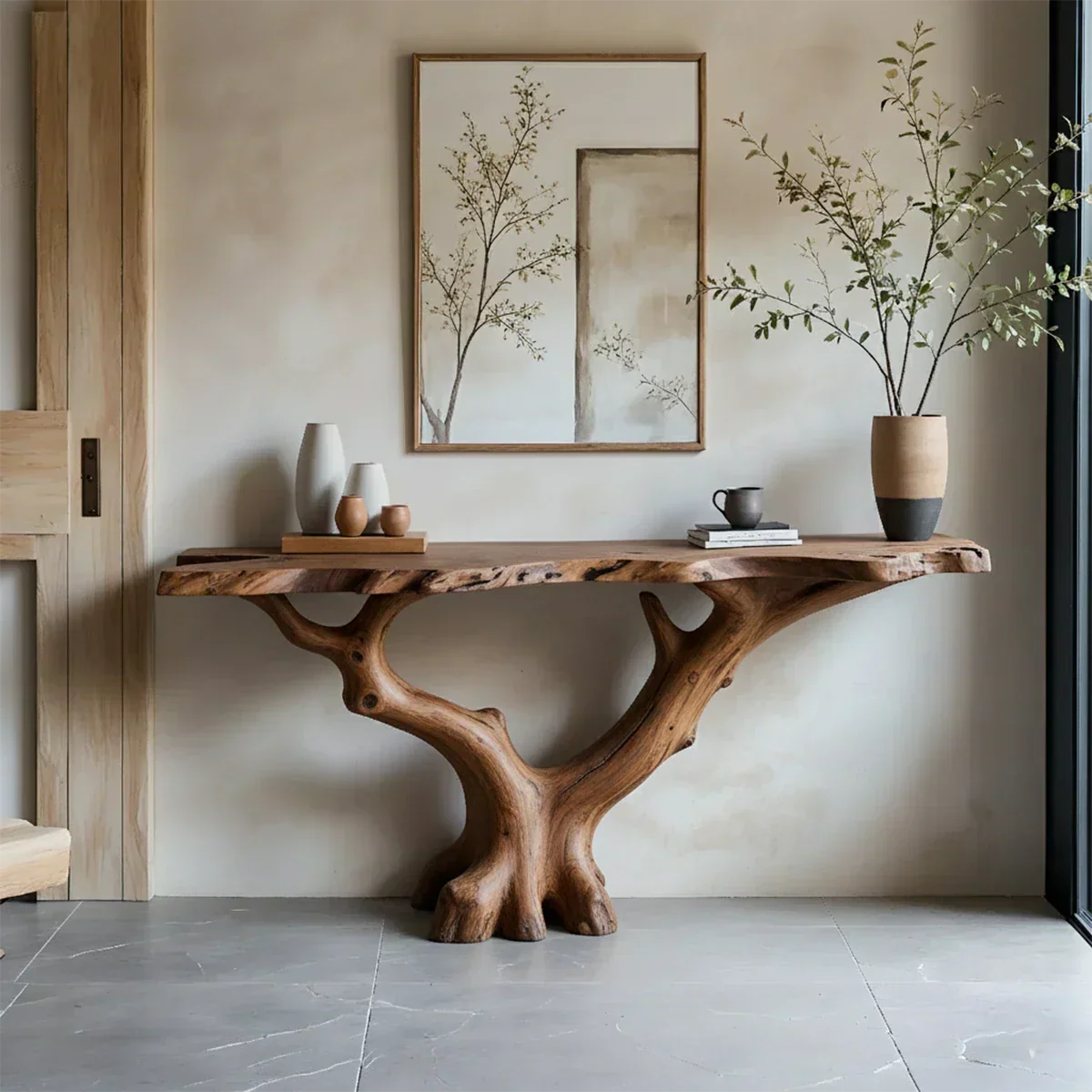 Handcrafted Solid Wood Branch-Form Rustic Console Table - Rustiracraft