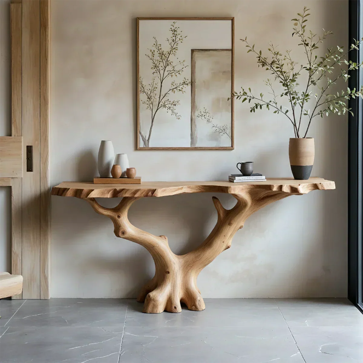 Handcrafted Solid Wood Branch-Form Rustic Console Table - Rustiracraft