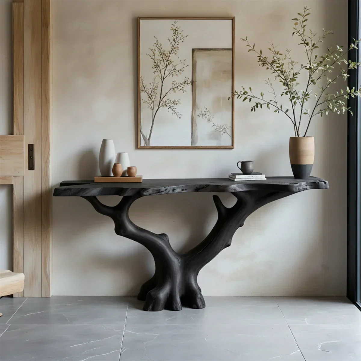 Handcrafted Solid Wood Branch-Form Rustic Console Table - Rustiracraft