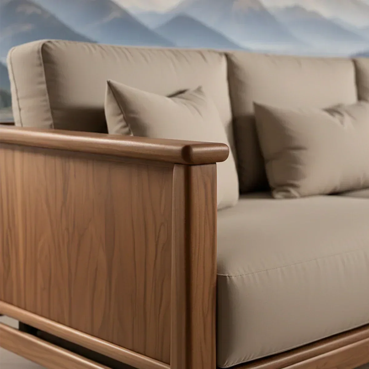 Handcrafted Solid Wood Cotton Sofa – Minimalist Rustic Comfort - Rustiracraft