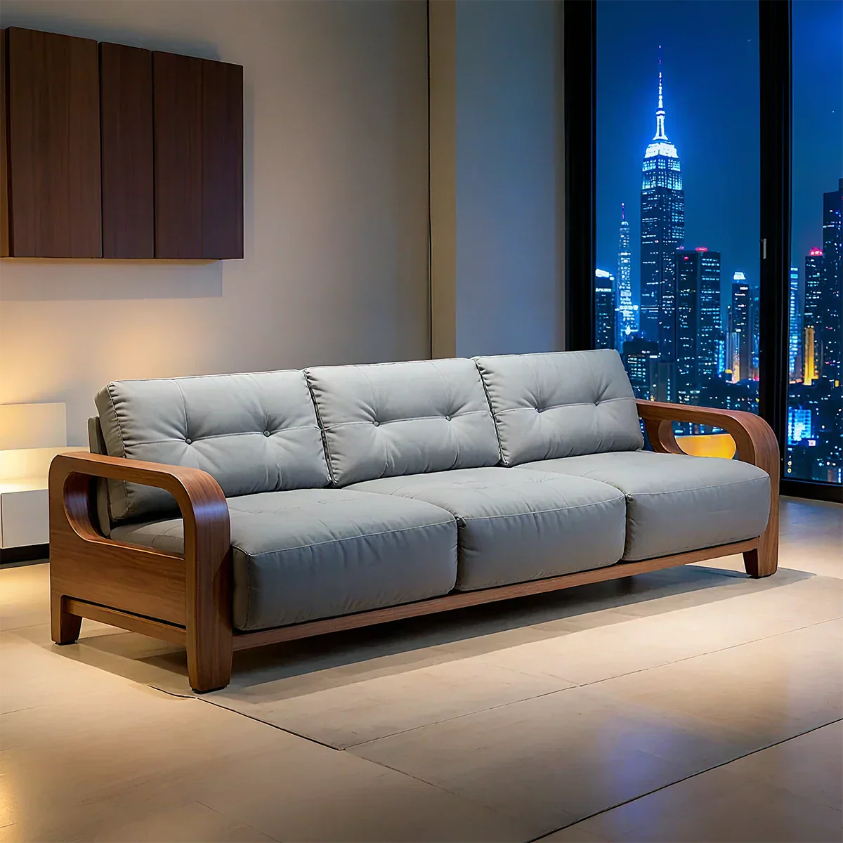 Handcrafted Solid Wood Cotton Sofa – Minimalist Urban Modern - Rustiracraft
