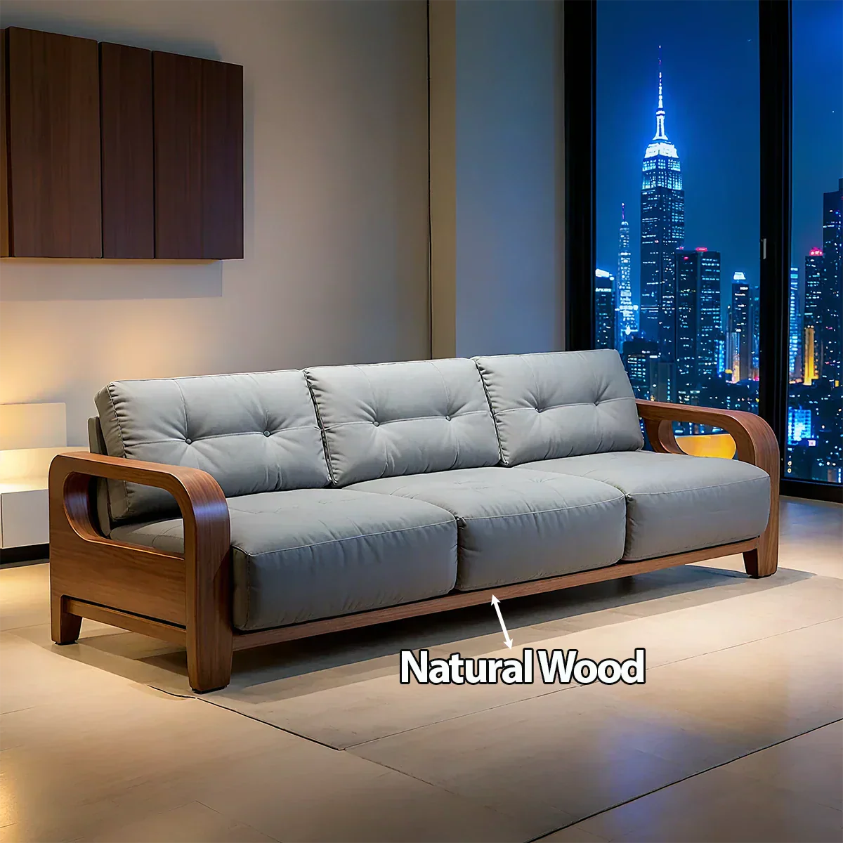 Handcrafted Solid Wood Cotton Sofa – Minimalist Urban Modern - Rustiracraft