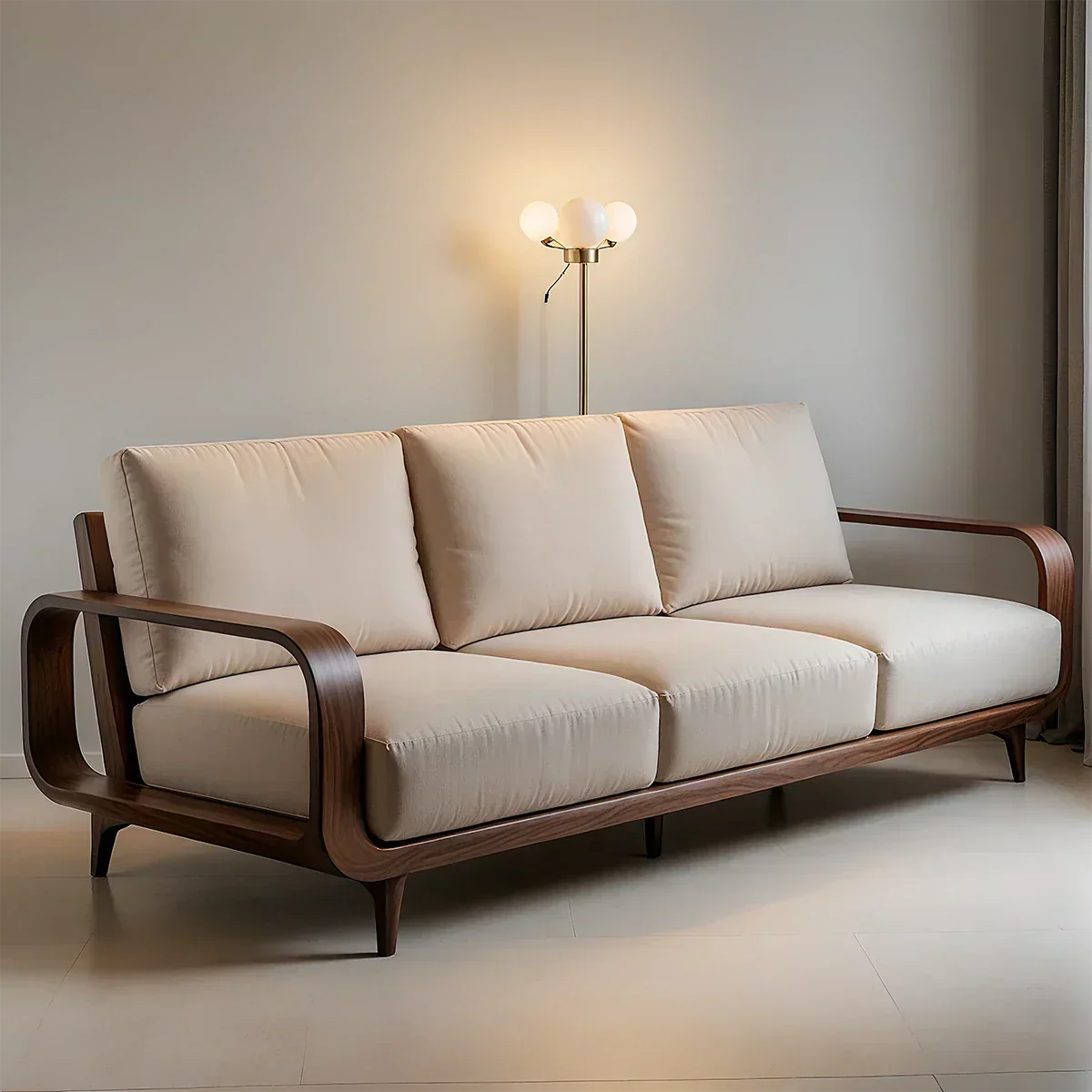 Handcrafted Solid Wood Cotton Sofa – Rustic Minimalist Design - Rustiracraft