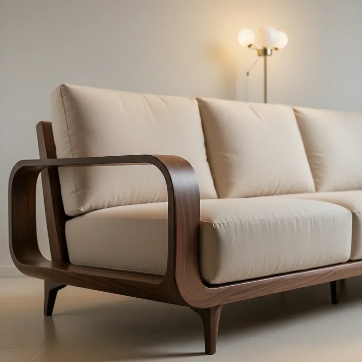 Handcrafted Solid Wood Cotton Sofa – Rustic Minimalist Design - Rustiracraft