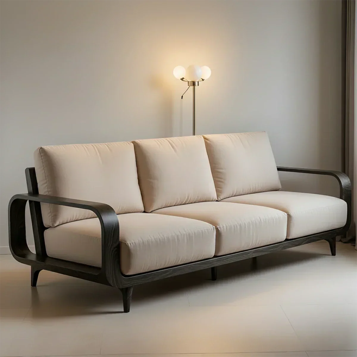 Handcrafted Solid Wood Cotton Sofa – Rustic Minimalist Design - Rustiracraft