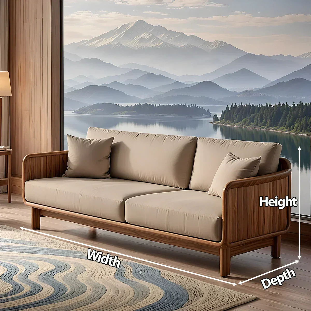 Handcrafted Solid Wood Cotton Sofa – Rustic Minimalist Design - Rustiracraft