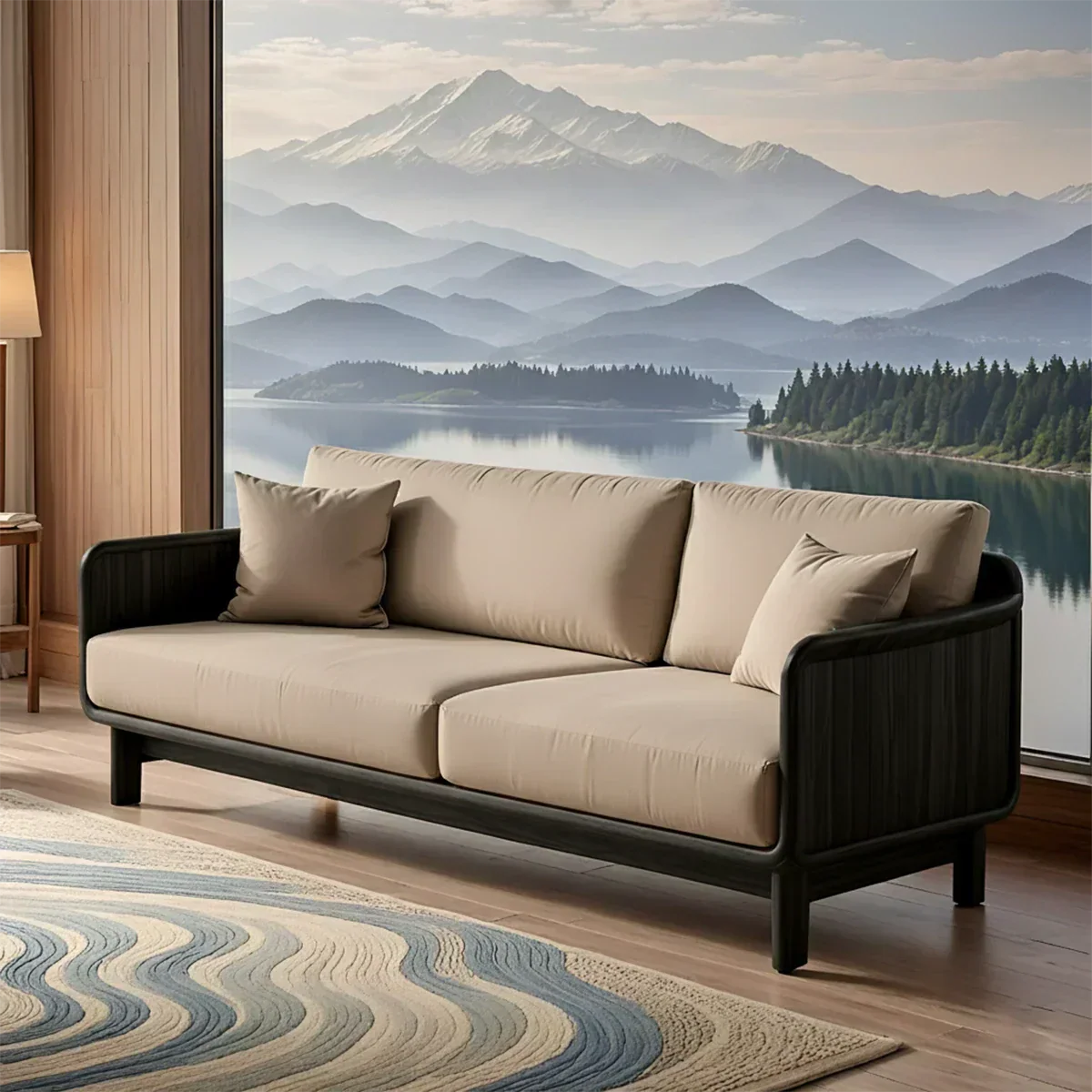 Handcrafted Solid Wood Cotton Sofa – Rustic Minimalist Design - Rustiracraft