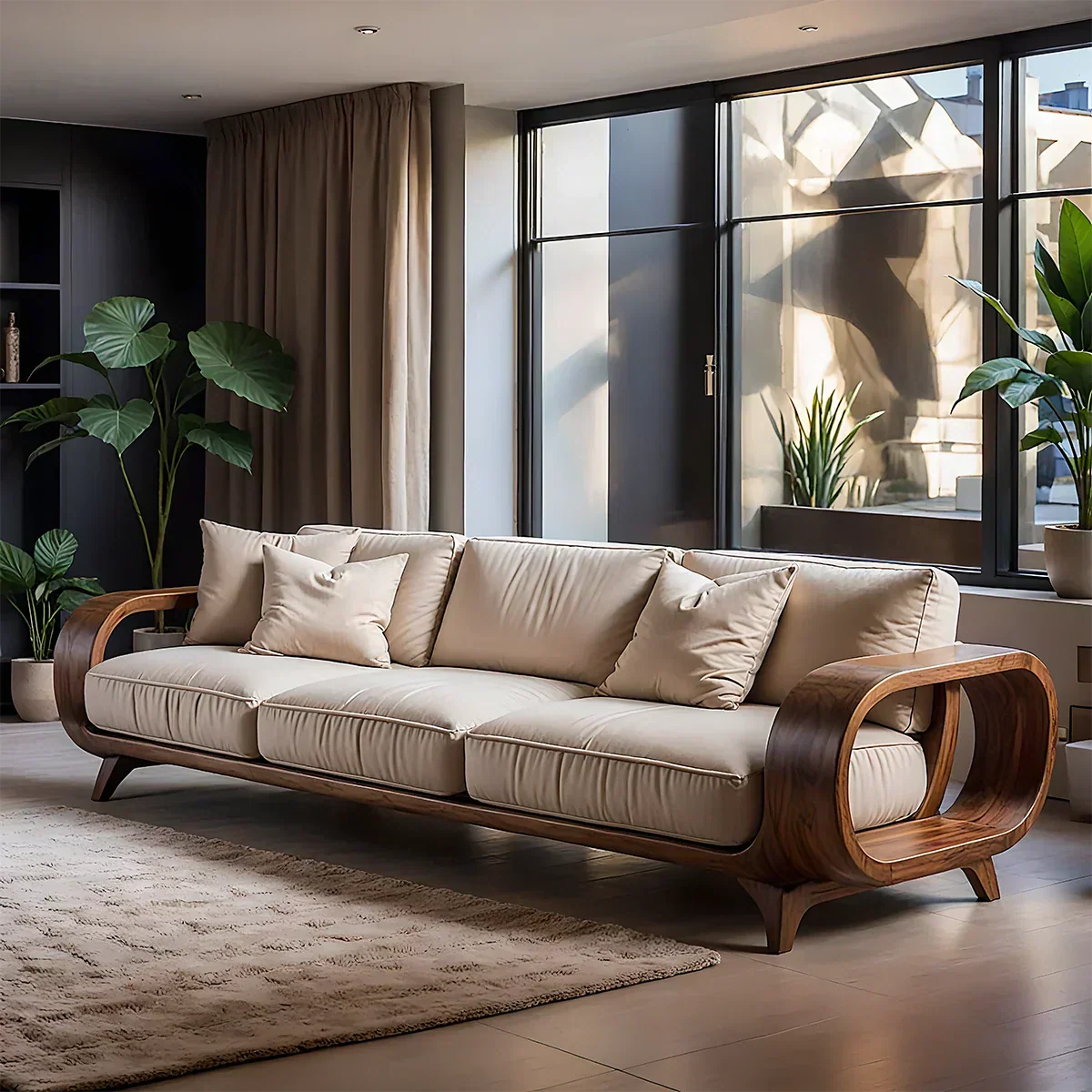 Handcrafted Solid Wood Cotton Sofa – Rustic Modern Living - Rustiracraft