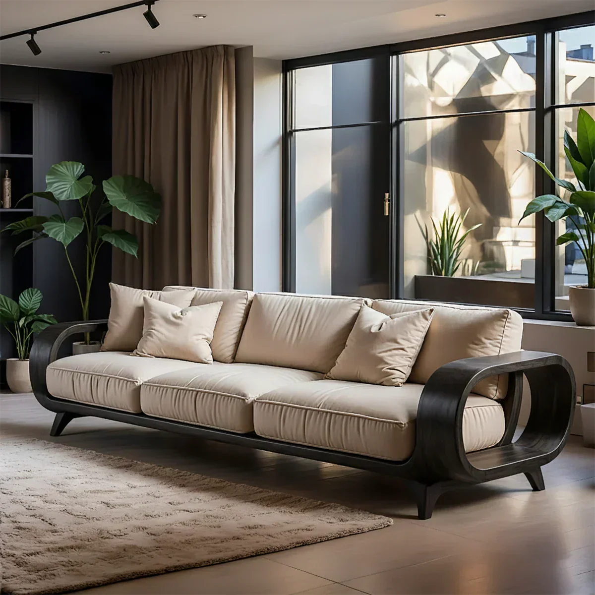 Handcrafted Solid Wood Cotton Sofa – Rustic Modern Living - Rustiracraft