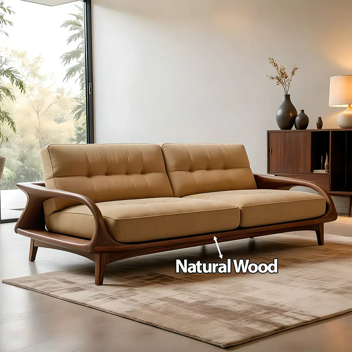 Handcrafted Solid Wood Cotton Sofa – Rustic Modern Lounge Design - Rustiracraft
