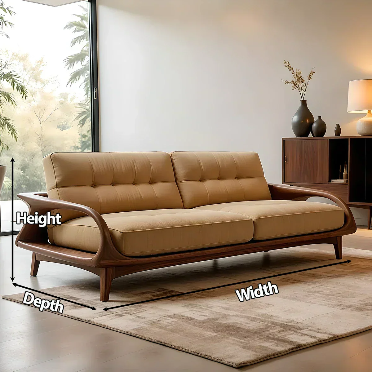 Handcrafted Solid Wood Cotton Sofa – Rustic Modern Lounge Design - Rustiracraft