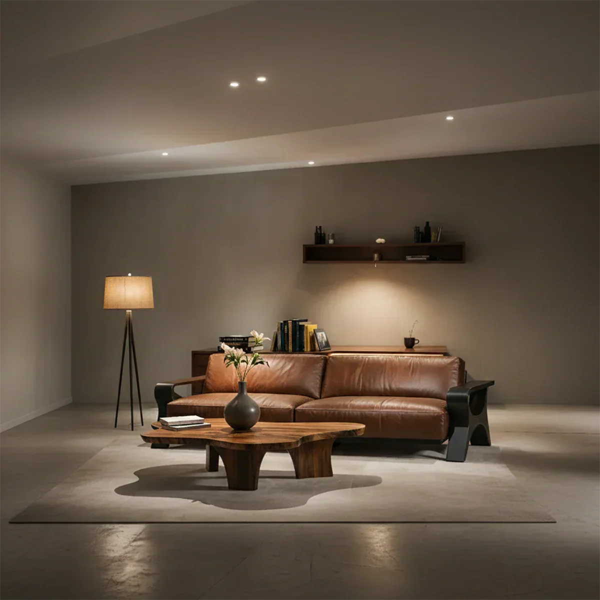 Handcrafted Solid Wood Leather Sofa – Modern Rustic Elegance - Rustiracraft
