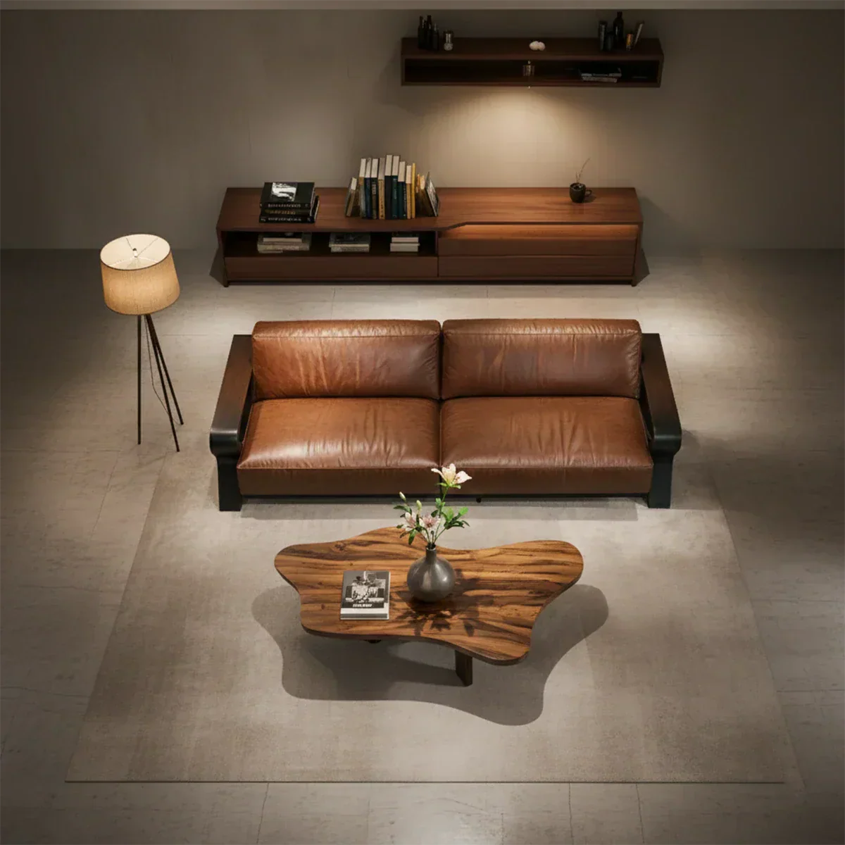 Handcrafted Solid Wood Leather Sofa – Modern Rustic Elegance - Rustiracraft